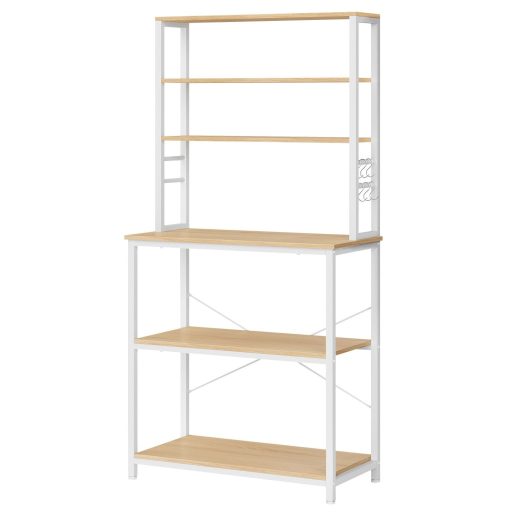 VASAGLE Konyhai Polc Állvány Mikrohullámú Sütő Állvány 6 Szintes 6 Polccal és 6 Akasztóval