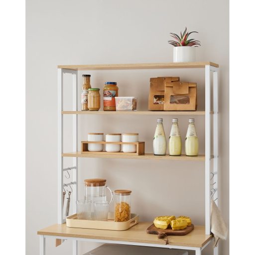 VASAGLE Konyhai Polc Állvány Mikrohullámú Sütő Állvány 6 Szintes 6 Polccal és 6 Akasztóval