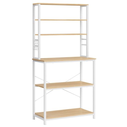 VASAGLE Konyhai Polc Állvány Mikrohullámú Sütő Állvány 6 Szintes 6 Polccal és 6 Akasztóval