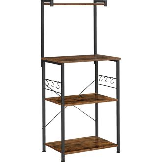 VASAGLE Konyhai Állvány 3 Szintes Állvány 6 S-alakú Kampóval Ipari Dizájn Mikrohullámú