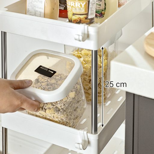 SONGMICS 4 szintes tárolókocsi, gurulós kocsi kerekekkel, helytakarékos konyhai kocsi irodába