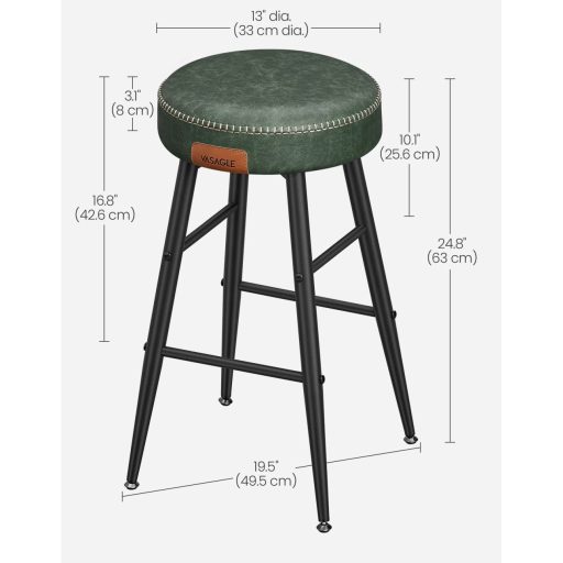 VASAGLE Echo Kollekció ULBC080C01 Bárszékek, 2 darabos szett, Konyhai Székek, Reggeliző