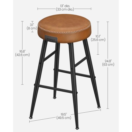 VASAGLE Echo Kollekció ULBC080K01 Bárszékek, 2 darabos szett, Konyhai székek, Reggeliző