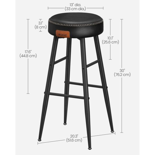 VASAGLE Echo Kollekció ULBC090B01 Bárszékek, 2 darabos szett, Konyhai Székek, Reggeliző