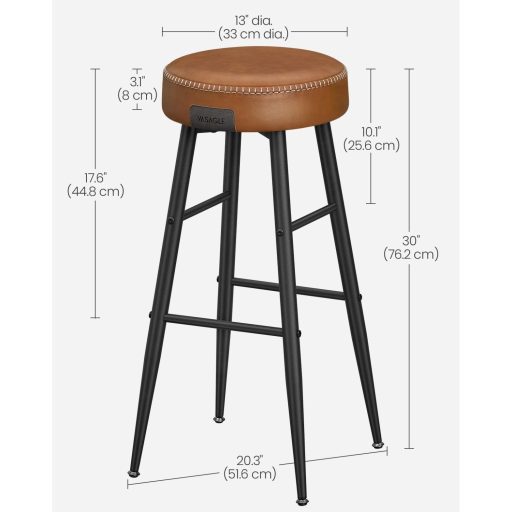 VASAGLE Echo Kollekció ULBC090K01 Bárszékek, 2 darabos szett, Konyhai székek, Reggeliző