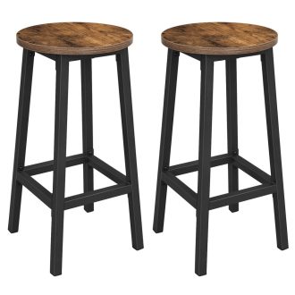 VASAGLE 2 darabos bárszék szett, magas konyhai székek, masszív acél váz, 65 cm magas, könnyű