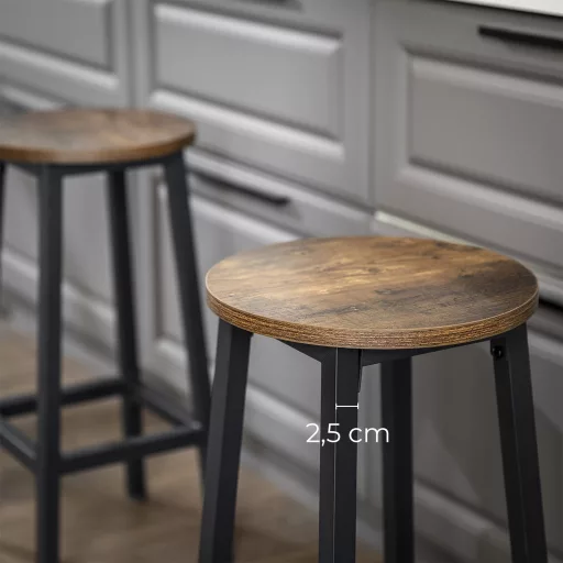 VASAGLE 2 darabos bárszék szett, magas konyhai székek, masszív acél váz, 65 cm magas, könnyű