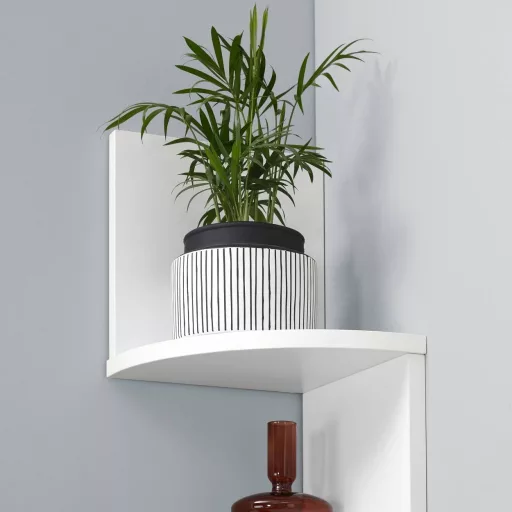 VASAGLE Sarokpolc, 5 szintes Lebegő Fali Polc Cikkcakk Dizájnnal, Könyvespolc, Fehér LBC20WT