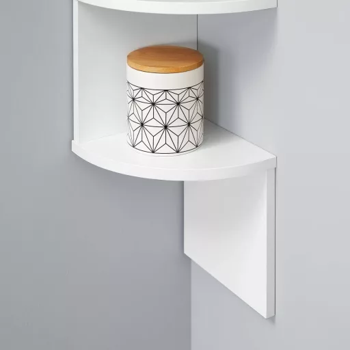 VASAGLE Sarokpolc, 5 szintes Lebegő Fali Polc Cikkcakk Dizájnnal, Könyvespolc, Fehér LBC20WT