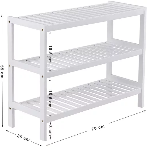 SONGMICS Bambusz Cipőtartó, 3 szintes tárolópolc, 70 x 26 x 55 cm (Sz x Mé x Ma), ideális