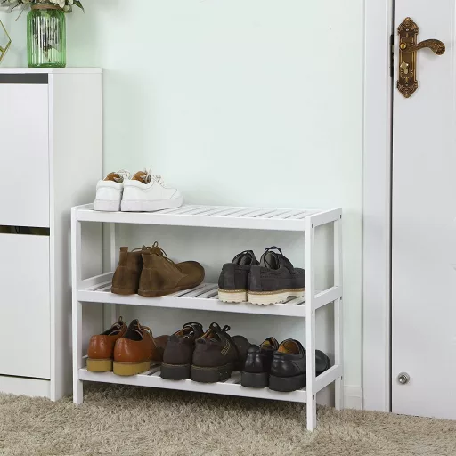 SONGMICS Bambusz Cipőtartó, 3 szintes tárolópolc, 70 x 26 x 55 cm (Sz x Mé x Ma), ideális