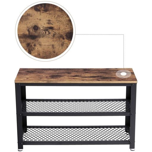 VASAGLE Cipőpad, Cipőtartó 2 Polccal, Cipőszervező, 73 x 30 x 45 cm, Előszoba Nappali