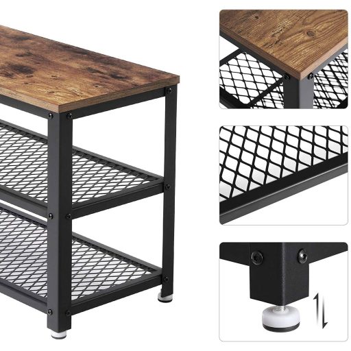 VASAGLE Cipőpad, Cipőtartó 2 Polccal, Cipőszervező, 73 x 30 x 45 cm, Előszoba Nappali