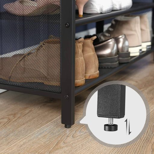 VASAGLE Cipőpad Párnázott Pad Hálós Polccal Cipőtartó 80 x 30 x 48 cm Előszoba Hálószoba