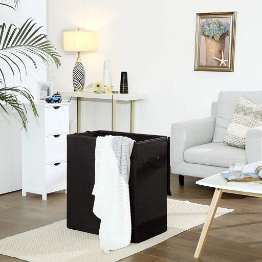 SONGMICS 142L szennyestartó, lenvászon anyagú szennyestartó kosár, osztott ruháskosár