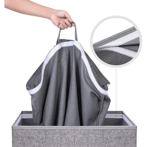 SONGMICS 142L szennyestartó, lenvászon anyagból készült ruhakosár, osztott szennyestartó