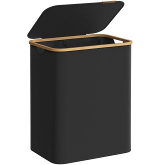 SONGMICS Szennyestartó Fedéllel, 2 Rekeszes Nagy Szennyestartó, 130L, Kivehető Hálós Bélés,