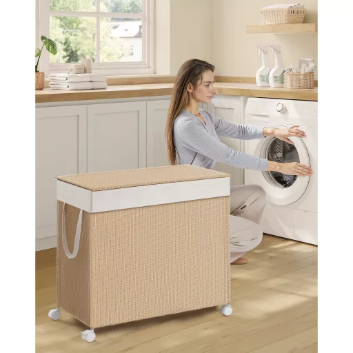 Szennnyestartó, 3 részes, nagy méretű 140 liter, gurulós rattan