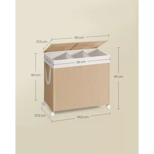 Szennnyestartó, 3 részes, nagy méretű 140 liter, gurulós rattan