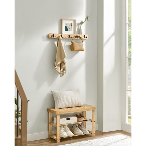 SONGMICS Kabátállvány és Cipőpad, Előszobai Szekrény, Multifunkcionális 5 Dupla Fém