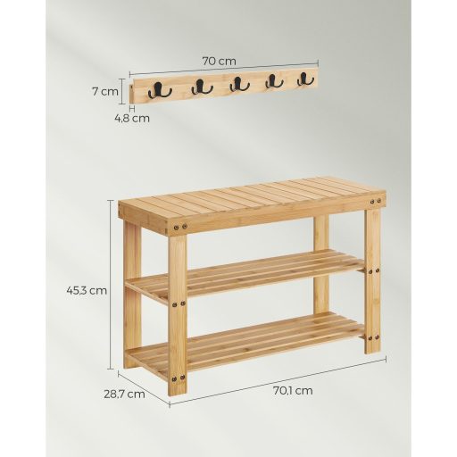 SONGMICS Kabátállvány és Cipőpad, Előszobai Szekrény, Multifunkcionális 5 Dupla Fém