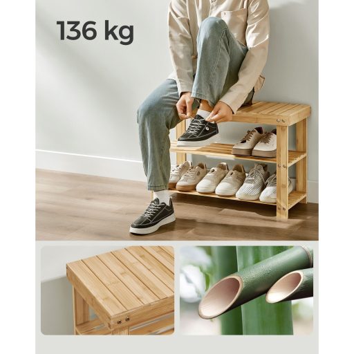 SONGMICS Kabátállvány és Cipőpad, Előszobai Szekrény, Multifunkcionális 5 Dupla Fém