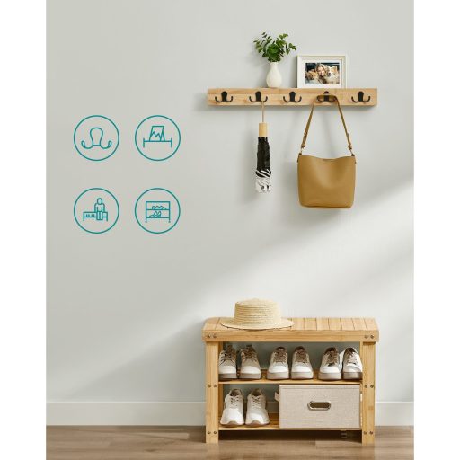 SONGMICS Kabátállvány és Cipőpad, Előszobai Szekrény, Multifunkcionális 5 Dupla Fém