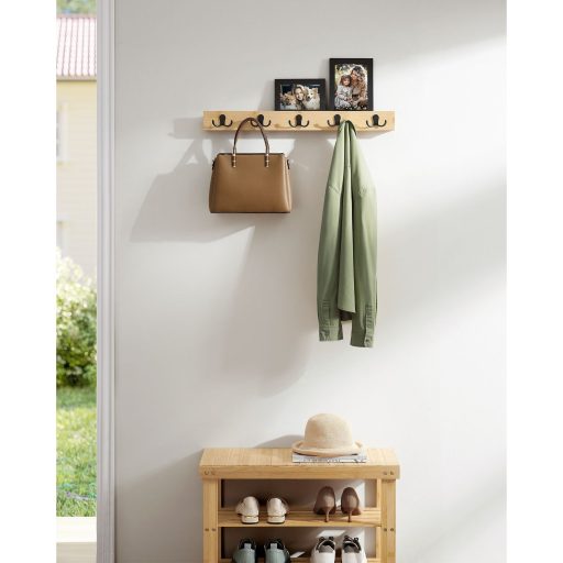 SONGMICS Fali Ruhafogas, Fali Ruhafogas Polccal, 5 Dupla Fém Akasztóval, Helytakarékos,