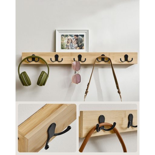 SONGMICS Fali Ruhafogas, Fali Ruhafogas Polccal, 5 Dupla Fém Akasztóval, Helytakarékos,