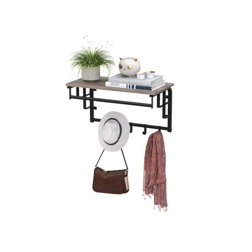 VASAGLE Fali kabáttartó, 5 akasztóval és függesztősínnel, előszobába, folyosóra,