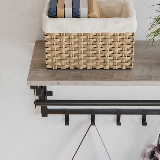 VASAGLE Fali kabáttartó, 5 akasztóval és függesztősínnel, előszobába, folyosóra,