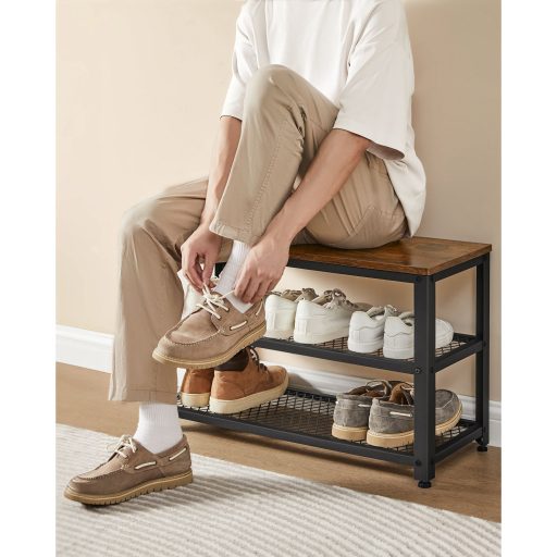 VASAGLE Kabátakasztó Cipőpad Készlet, Előszobai Fa, Előszobabútor, Multifunkcionális, Pont