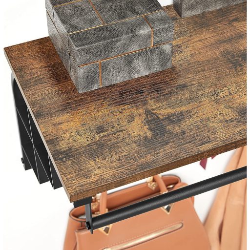 VASAGLE falra szerelhető ruhafogas, ruhatartó sín 5 levehető kabátakasztóval, lebegő polc