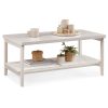 VASAGLE LCT240K66 2 szintes nappali asztal tárolóhellyel, PVC rattan polccal, lekerekített