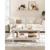 VASAGLE LCT240K66 2 szintes nappali asztal tárolóhellyel, PVC rattan polccal, lekerekített