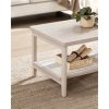 VASAGLE LCT240K66 2 szintes nappali asztal tárolóhellyel, PVC rattan polccal, lekerekített