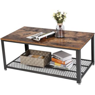 VASAGLE Dohányzóasztal, Koktélasztal, Könnyen Összeszerelhető, Ipari Oldalasztal,