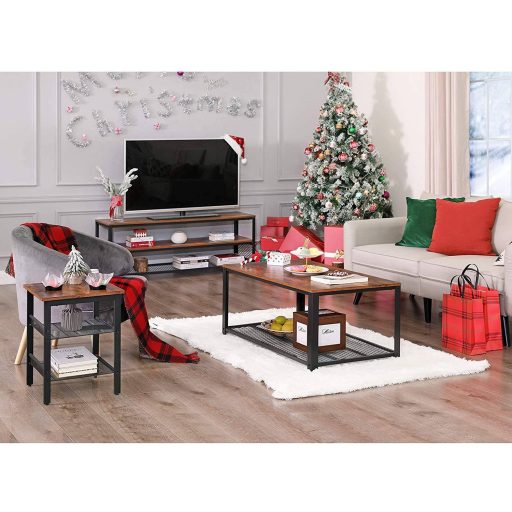 VASAGLE Dohányzóasztal, Koktélasztal, Könnyen Összeszerelhető, Ipari Oldalasztal,