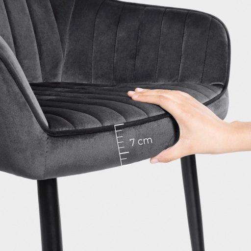 SONGMICS Étkezőszék, Karosszék, Kárpitozott Szék Karfákkal, Fém Lábakkal, Bársony