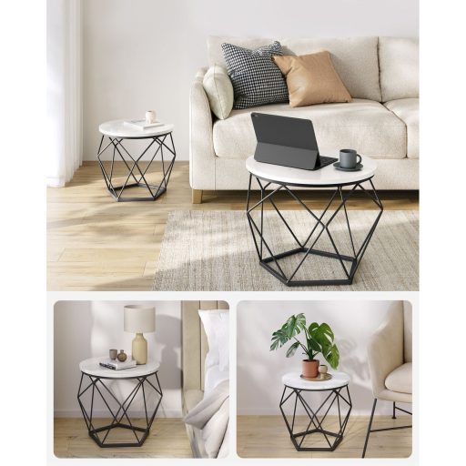 VASAGLE Kerek Dohányzóasztalok, 2 db-os Kisasztal Készlet, Modern Stílus, Levehető Asztallap,