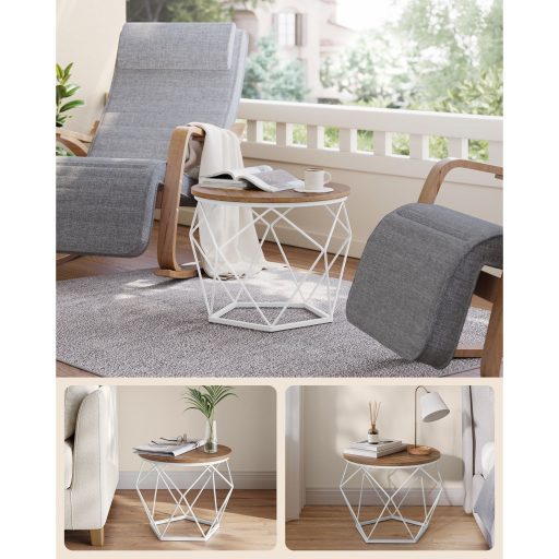 VASAGLE Kerek Dohányzóasztalok, 2 db-os Kisasztal Készlet, Modern Stílus, Levehető Asztallap,