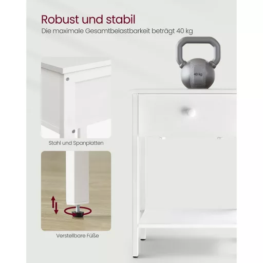VASAGLE Éjjeliszekrény, Oldalsó Asztal Fiókkal és Polccal, Éjjeliszekrény, Végasztal, 40 x