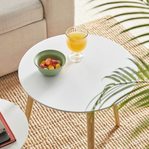 VASAGLE Fészkelő Dohányzóasztal, Kerek Oldalasztal, 2 Darabos Készlet, Skandináv Minimalista