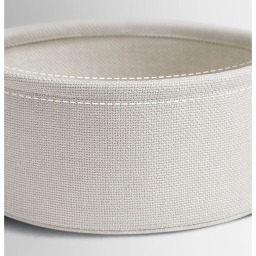 VASAGLE Kis Kerek Dohányzóasztal, Kisasztal Szövet Kosárral, Tárolóval, Nappaliba,