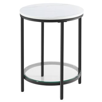 Vasagle LGT025B01 Konzolasztal 2 Polccal, Edzett Üveg, Tárolópolc, Fém Keret, Állítható