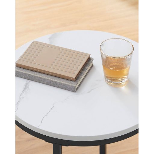 Vasagle LGT025B01 Konzolasztal 2 Polccal, Edzett Üveg, Tárolópolc, Fém Keret, Állítható