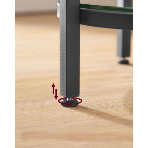 Vasagle LGT025B01 Konzolasztal 2 Polccal, Edzett Üveg, Tárolópolc, Fém Keret, Állítható