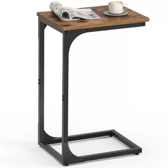 Lerakósztal, C alakú, rusztikus barna, fekete