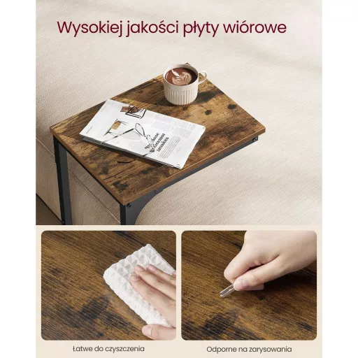 Lerakósztal, C alakú, rusztikus barna, fekete