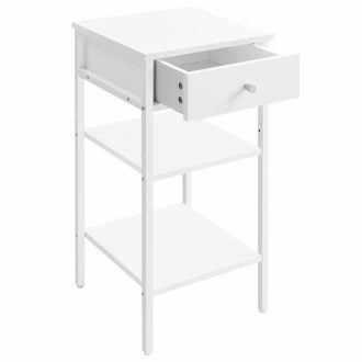 VASAGLE Éjjeliszekrény, Végasztal, Magas Éjjeliszekrény Fiókkal és 2 Tárolópolccal,